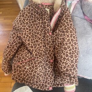 Mini Boden Brown Leopard Print Puffer Jacket